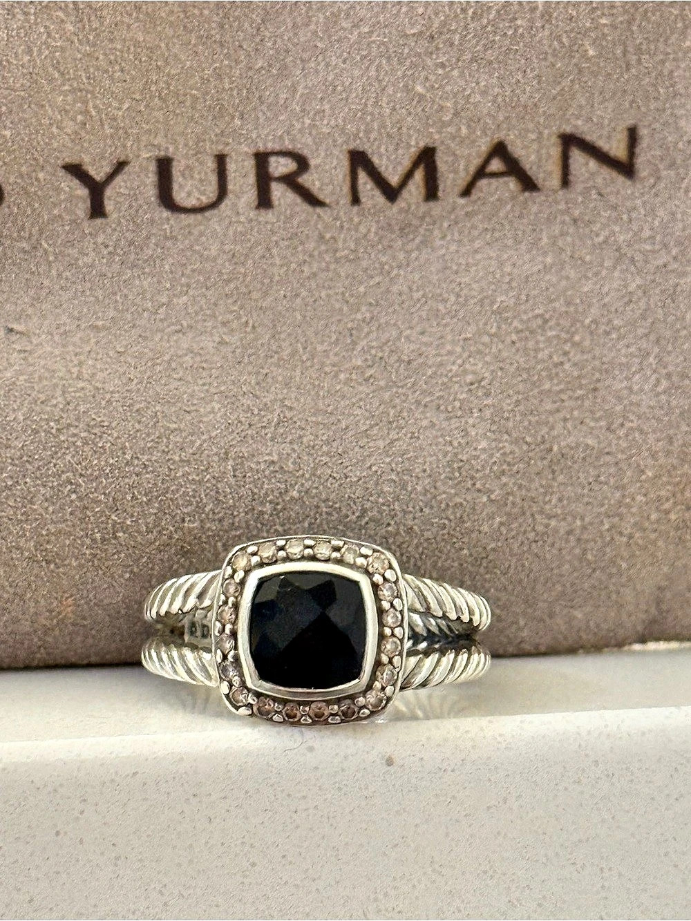 David Yurman Albion Ring with Black Onyx and Diamonds Sterling Silver Black

Siz